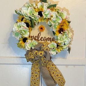 Fall Wreath Hydrangeas & Sunflowers
